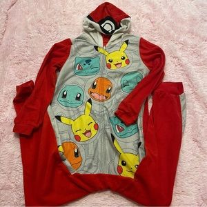🎀5/$25🎀 Pokémon one piece pj red gray pikachu hoodie zipper boys large
